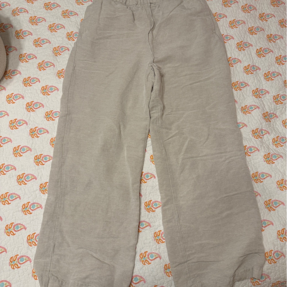 H&M Tan Linen Wide Leg Pants